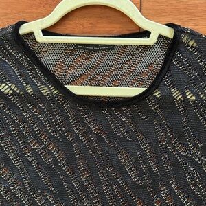Zara Metallic Black Lace Sleeveless Top with Gold, Red and Blue Lines Size M
